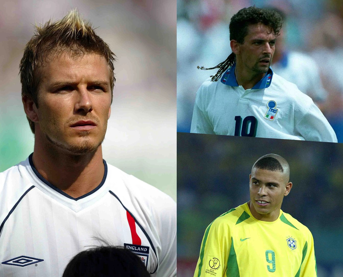 3人のサッカー選手のコラージュ