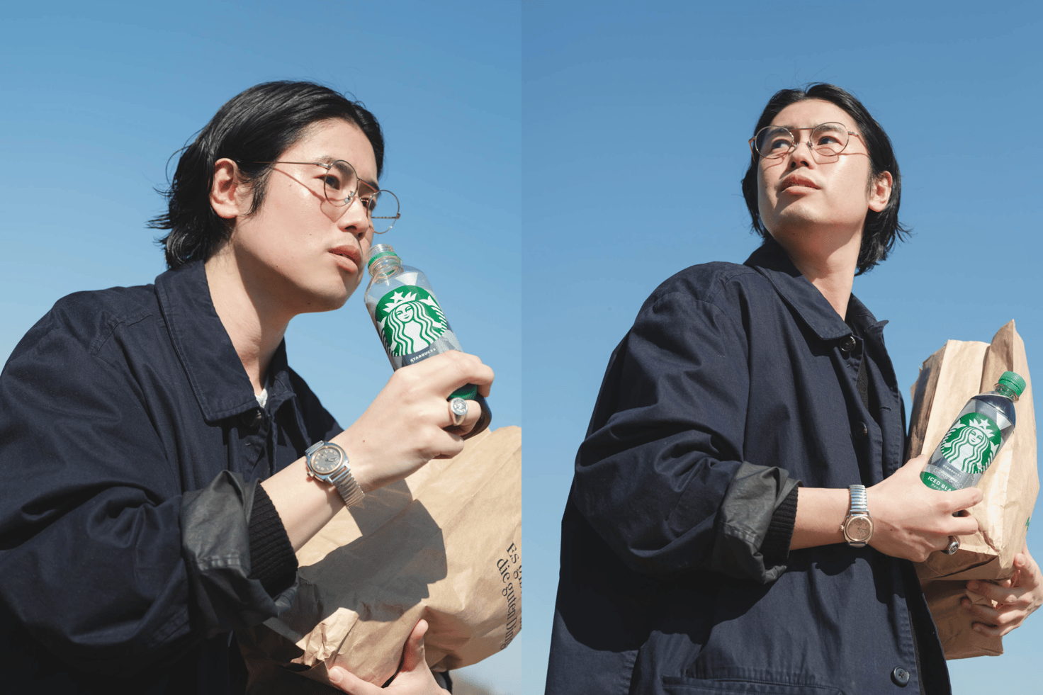 ドリンクを飲む男性