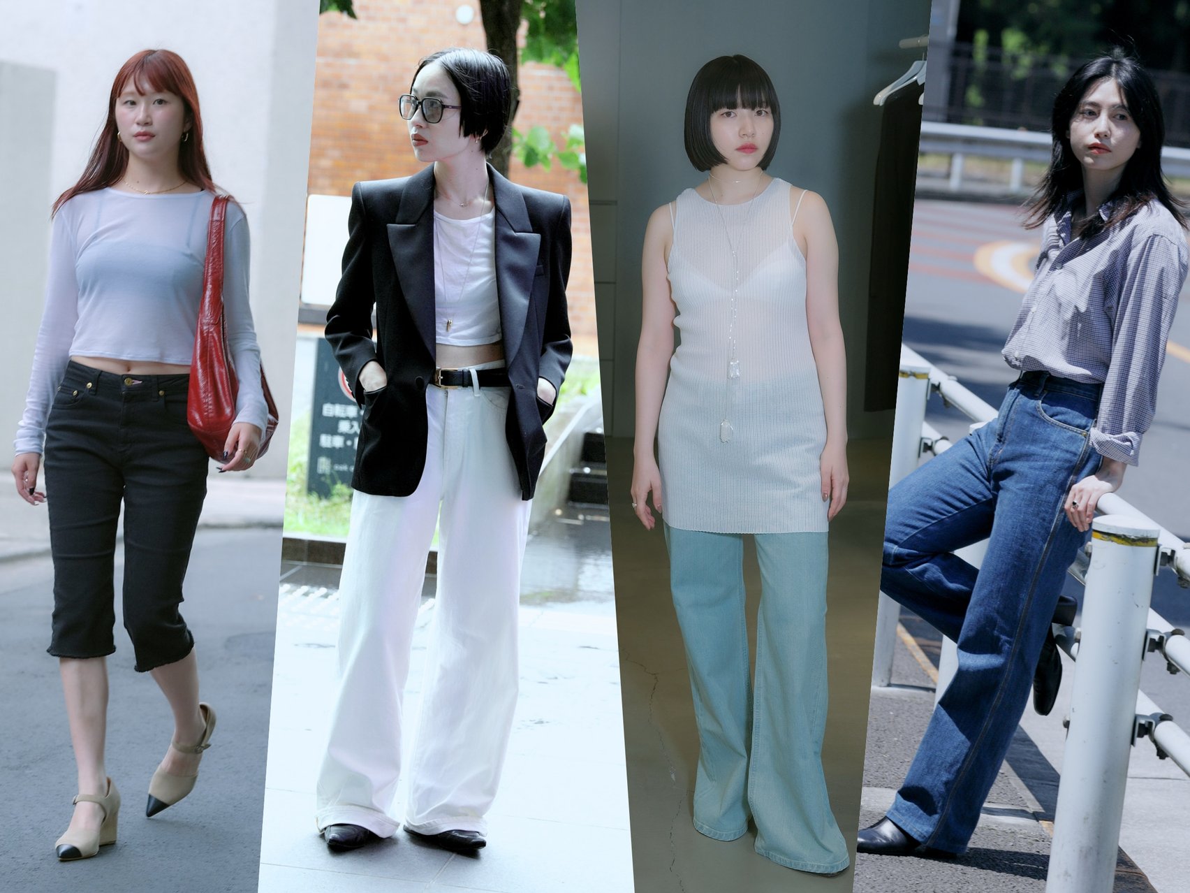 トゥ エ モン トレゾアのデニムを穿いた4人のモデル