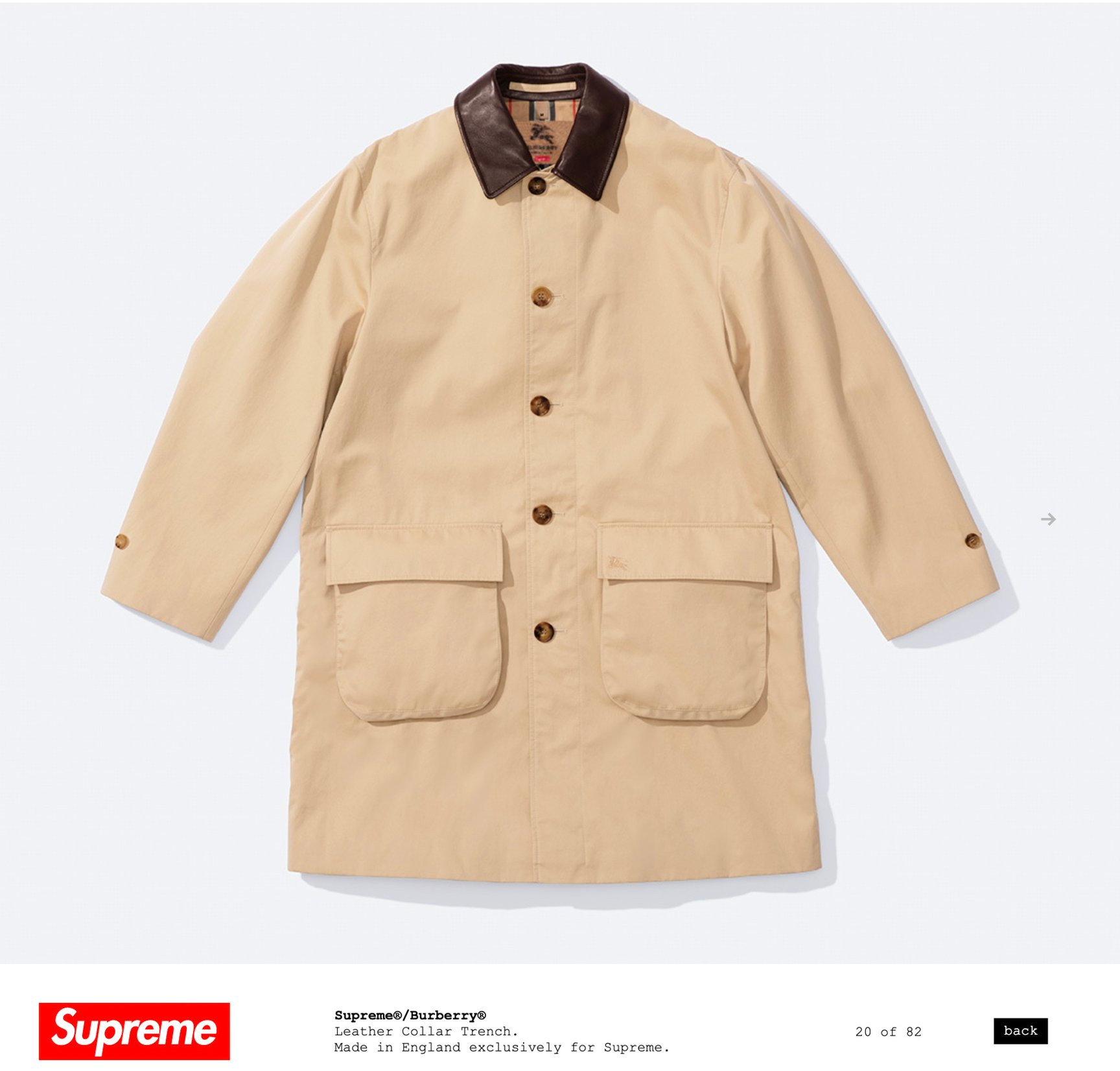 バーバリーとシュプリームコラボのトレンチコート