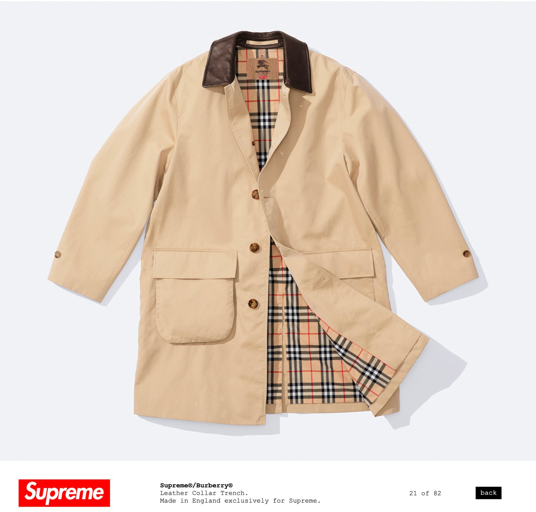 バーバリーとシュプリームコラボのトレンチコート