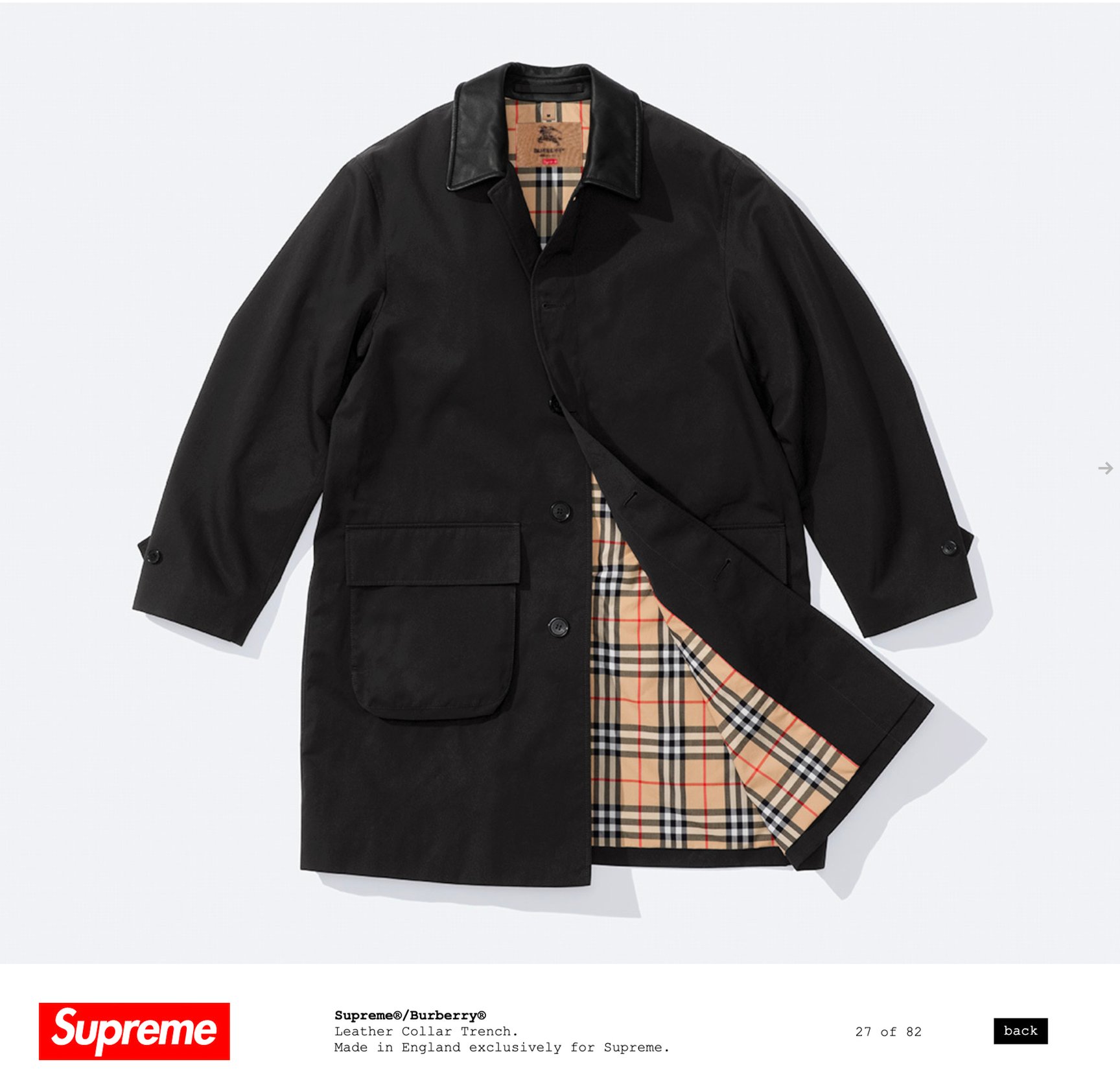 バーバリーとシュプリームコラボのトレンチコート