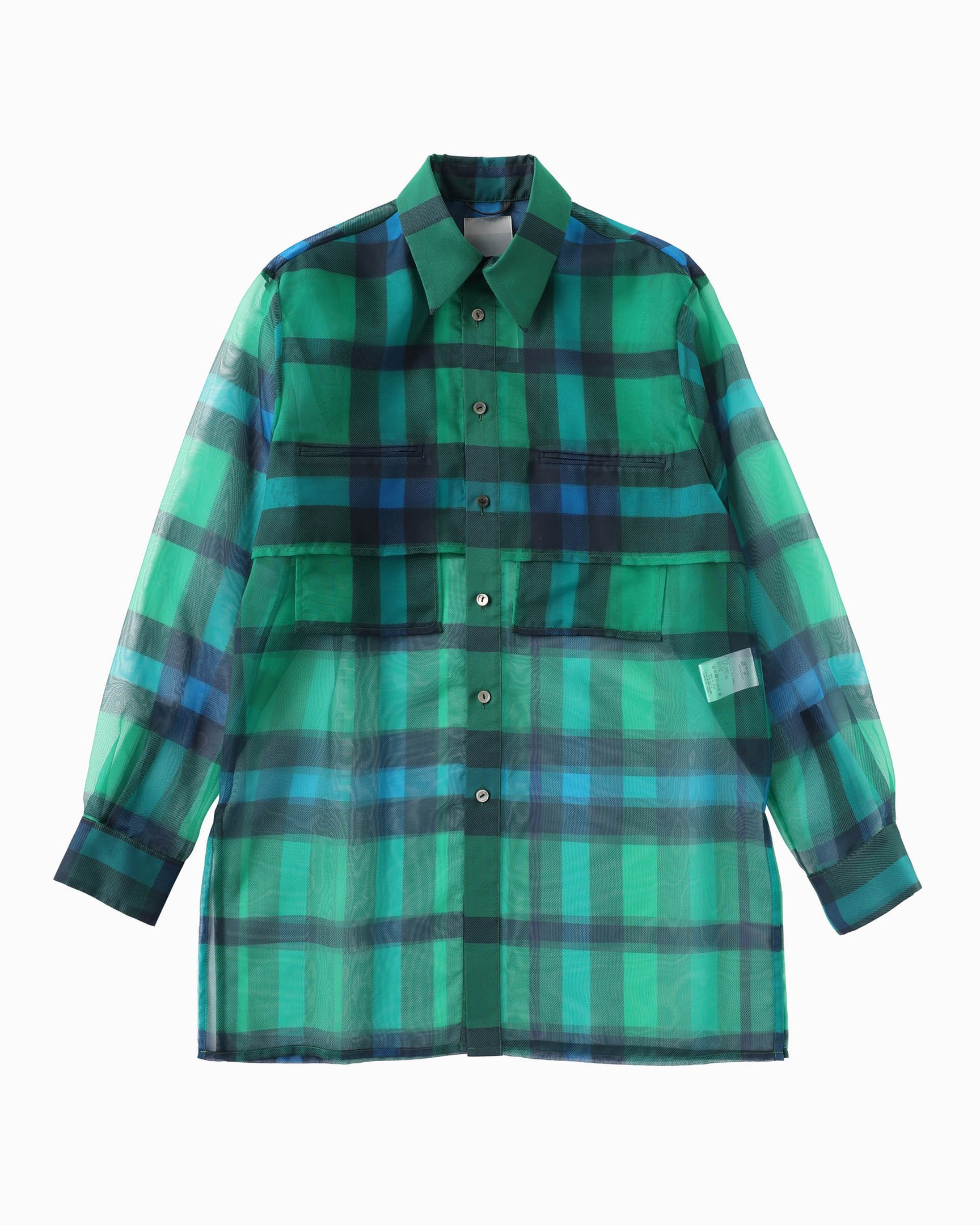 ミオズモーキーのグリーンチェックのシアーシャツ