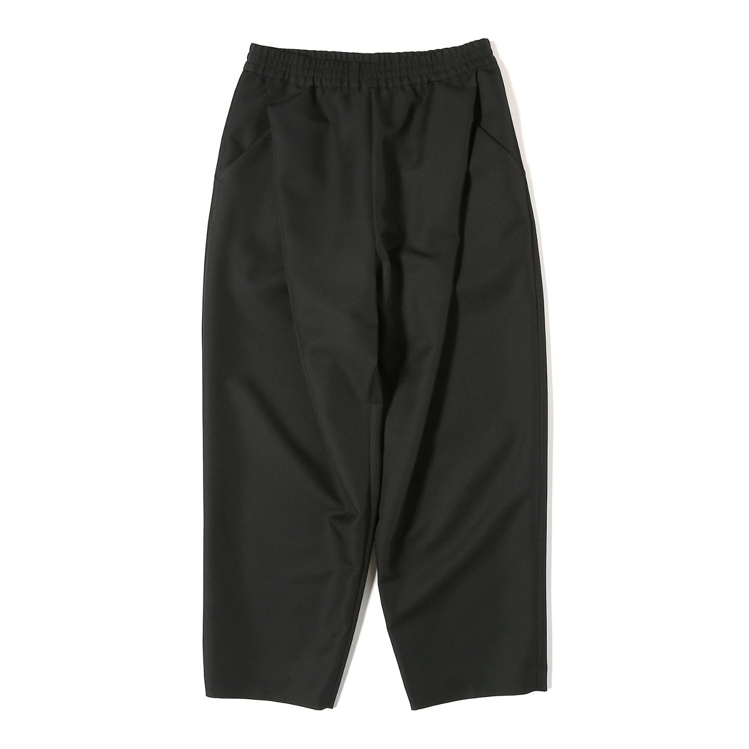 ヨシオクボの黒のツイルワイドパンツ