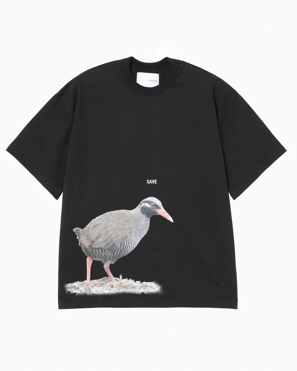 ヤンバルクイナがプリントされた黒いTシャツ