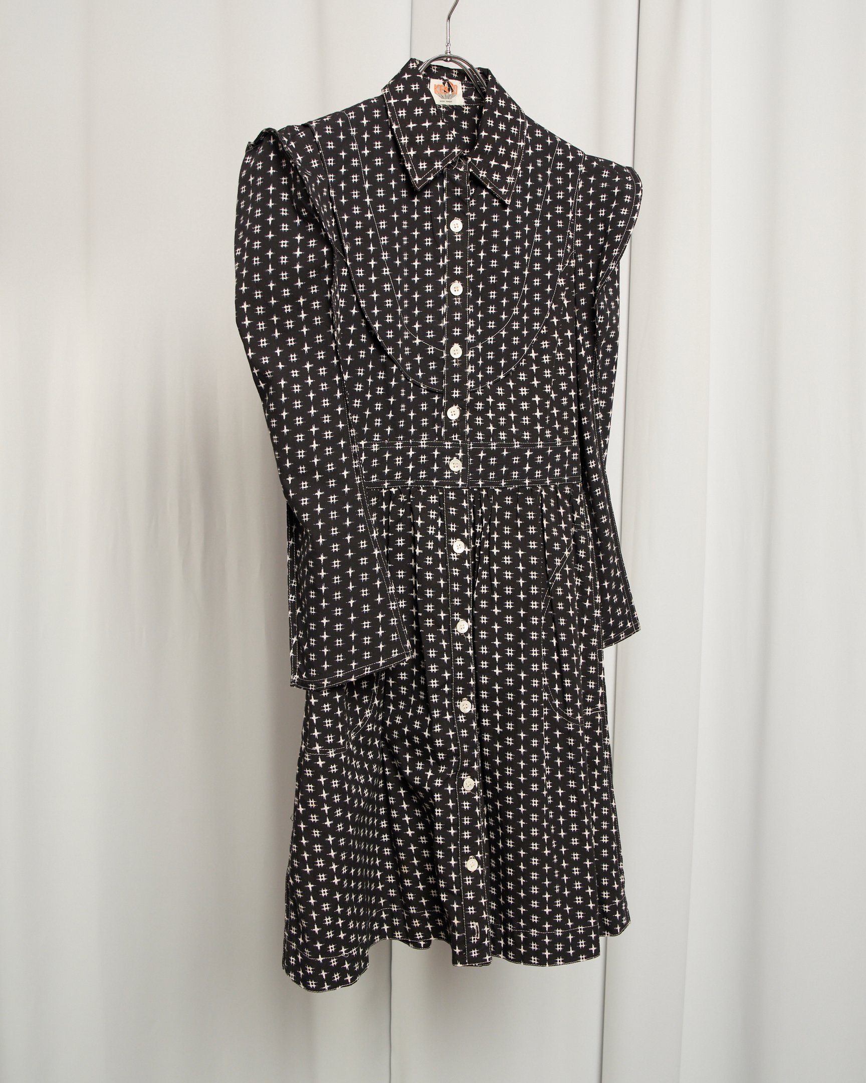 KENZO PARIS 1972ss 絣プリント立体ワンピース