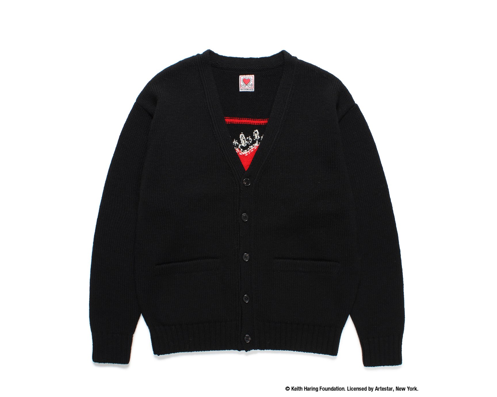 新品 WACKO MARIA × KEITH HARING コラボ カーディガン ワコマリアがキース・ヘリングと初コラボ、作品をジャカード織り