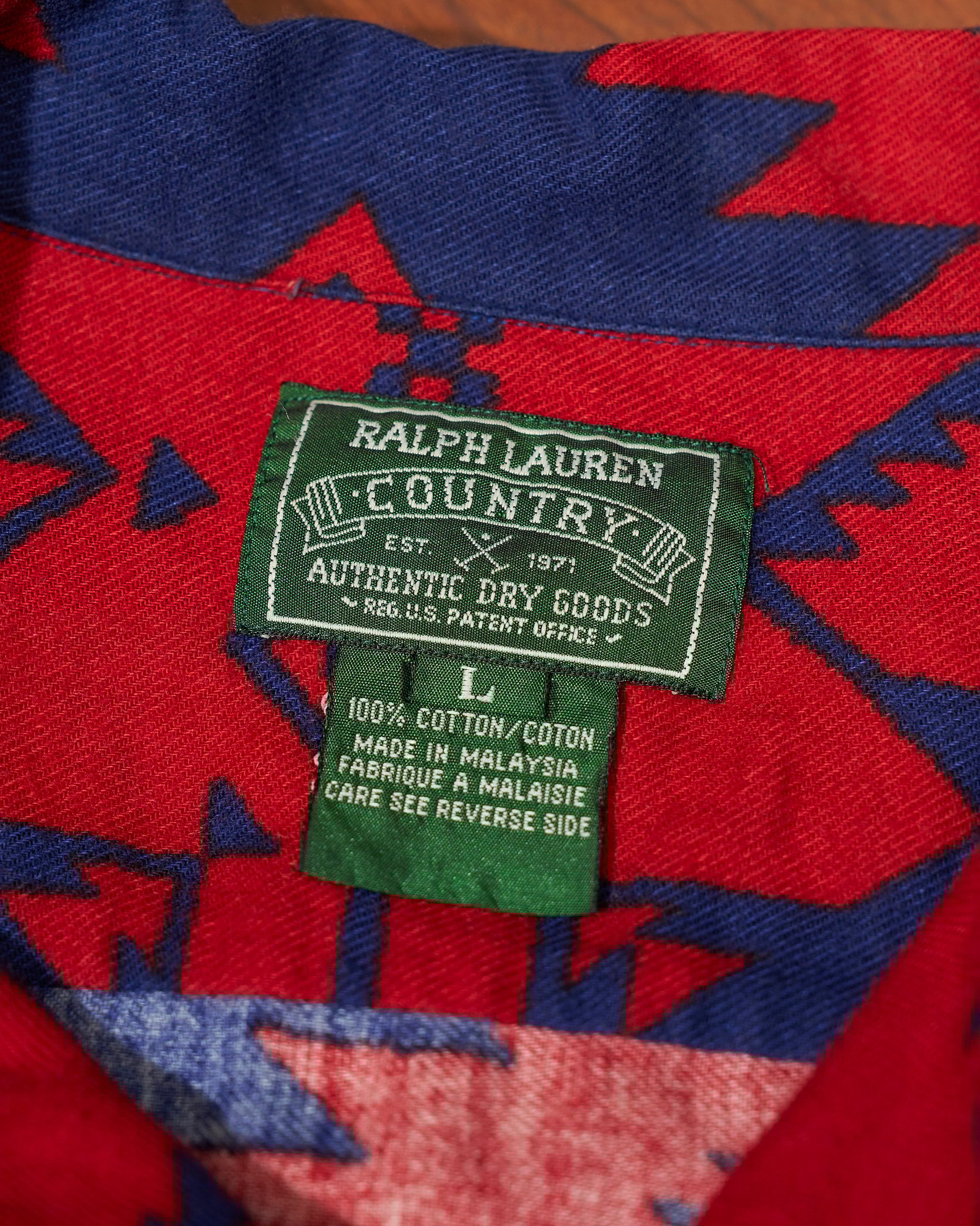 ラルフ ローレン社が1989〜1992年に展開していたレーベル「ラルフ ローレン カントリー」のタグ