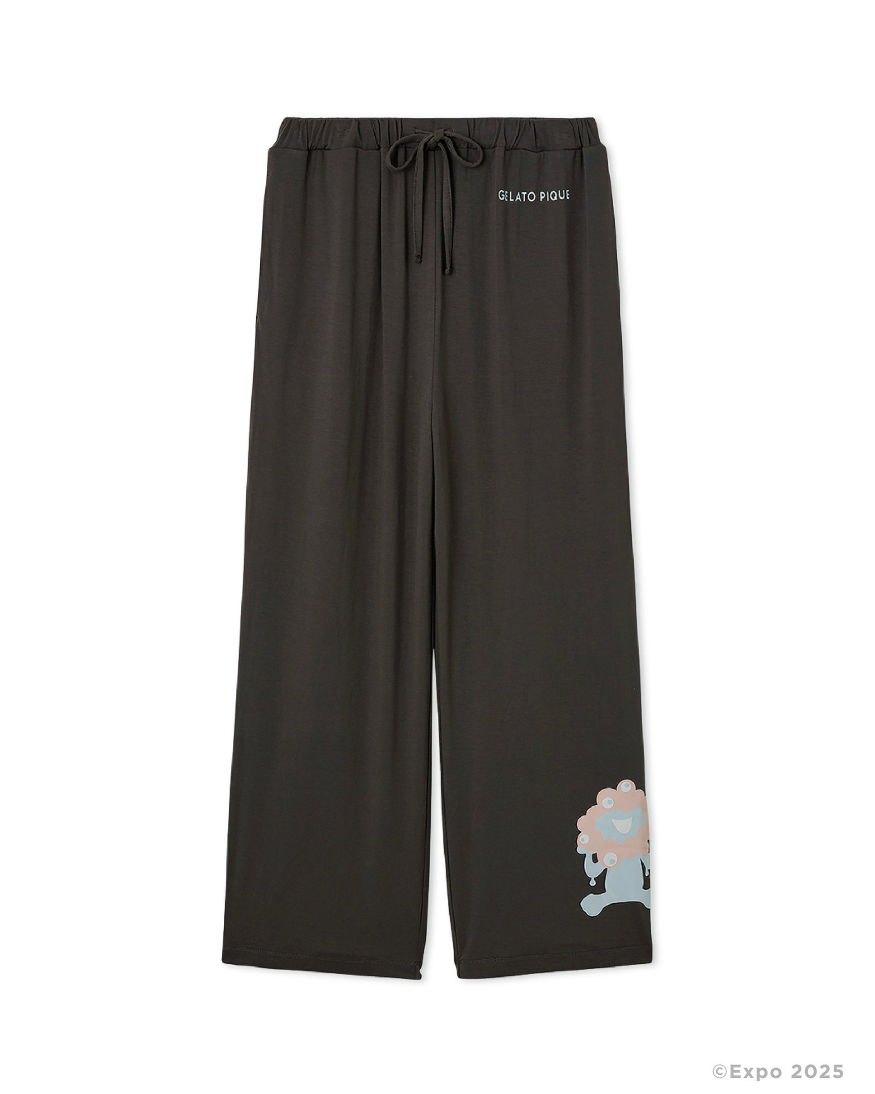 ミャクミャクワンポイント ロングパンツ チャコールグレー