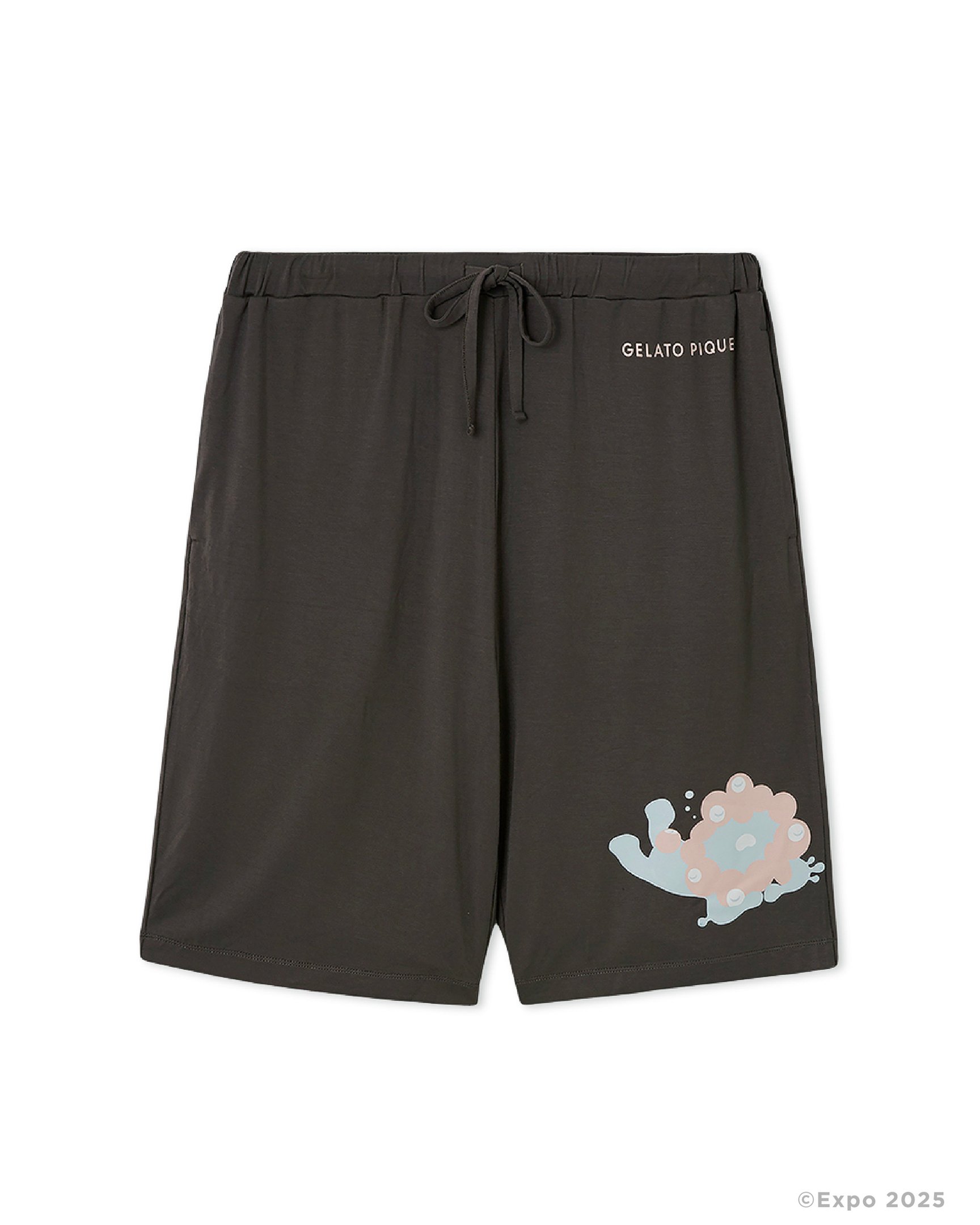 HOMMEミャクミャクワンポイントハーフパンツ チャコールグレー