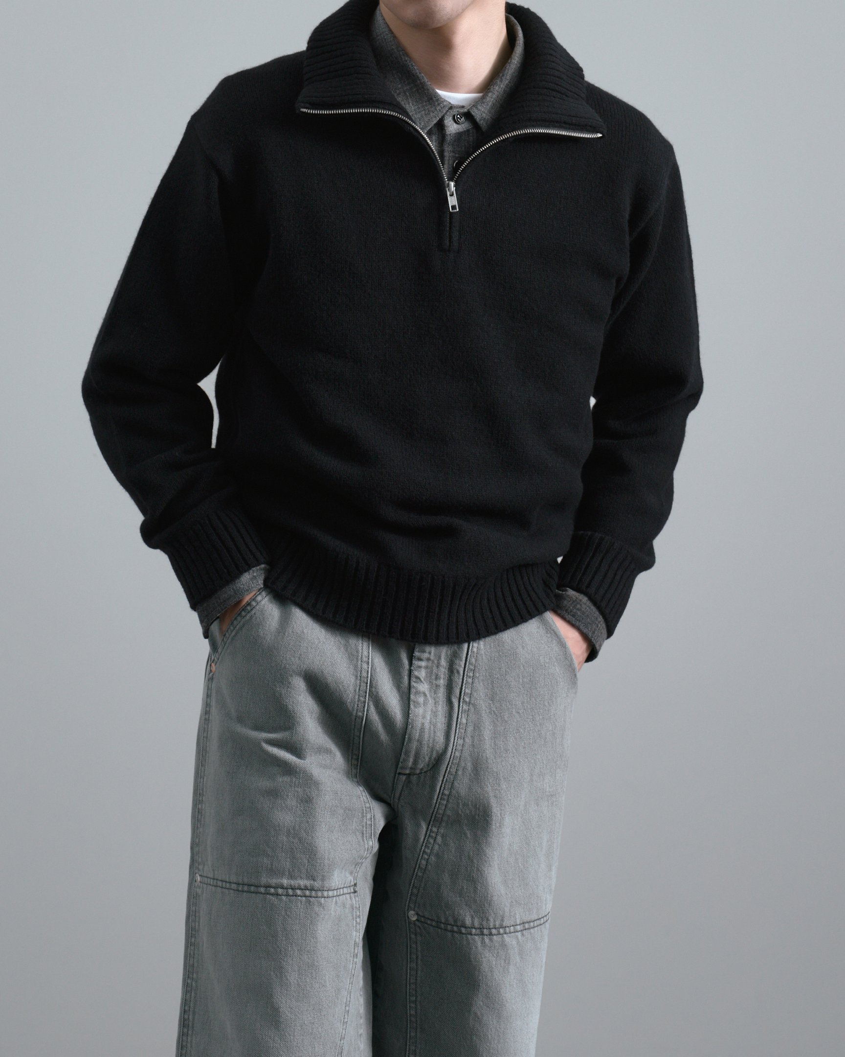エイトンのハーフジップニット