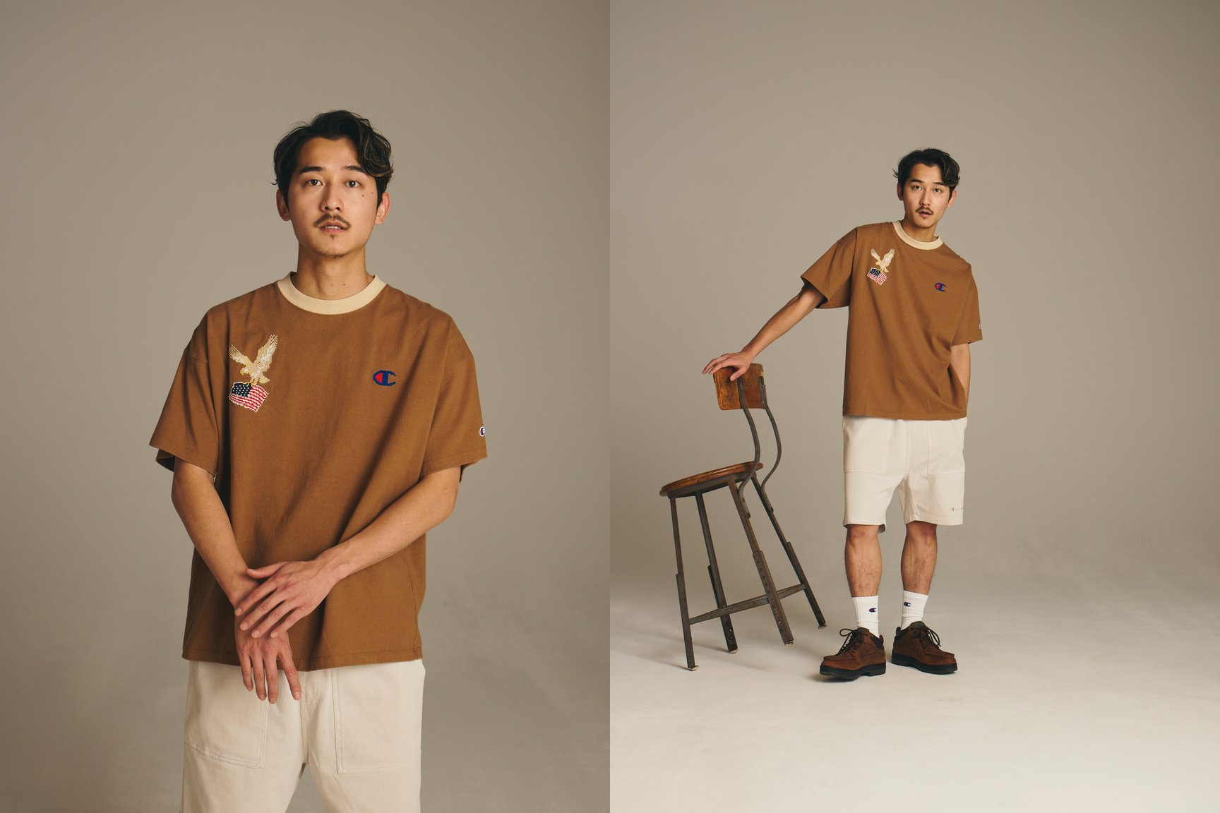 チャンピオン2026年春夏コレクションを着る中野温