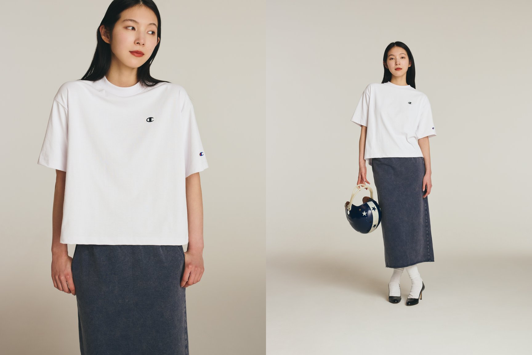 チャンピオン2026年春夏コレクションを着る有原みゆ紀