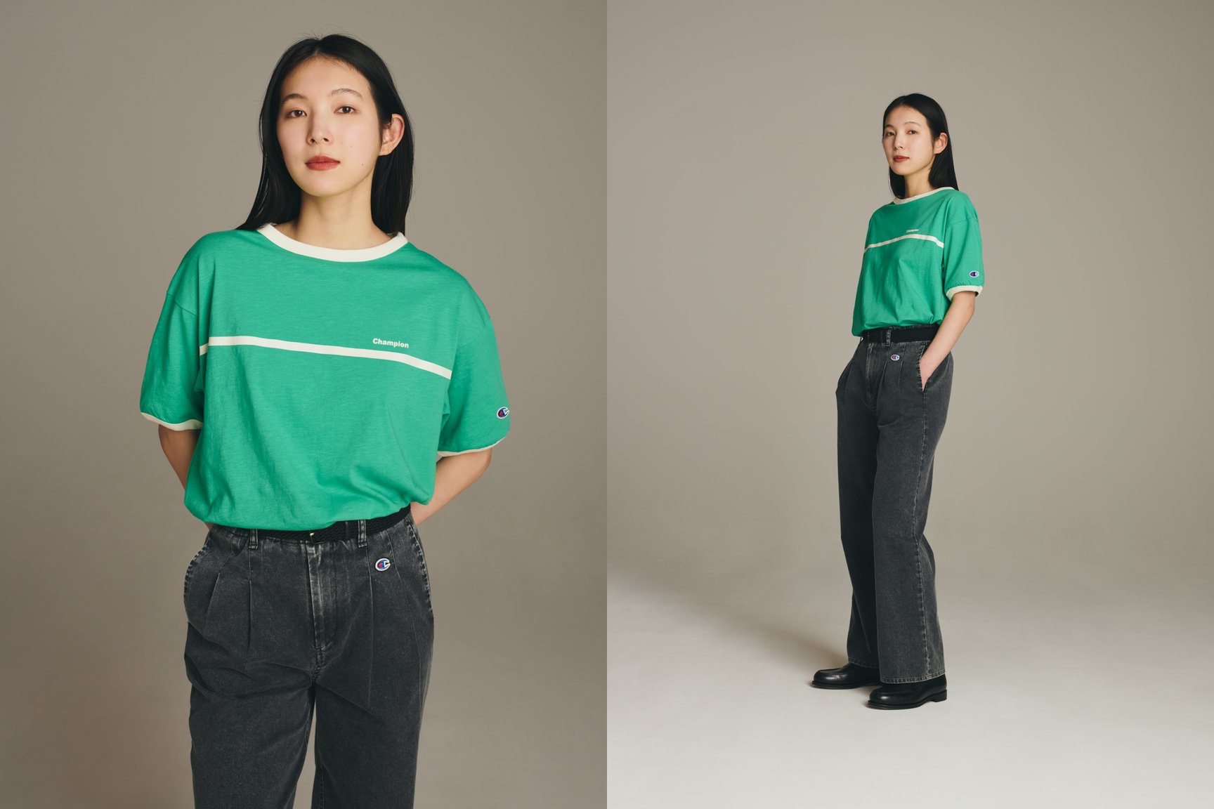 チャンピオン2026年春夏コレクションを着る有原みゆ紀