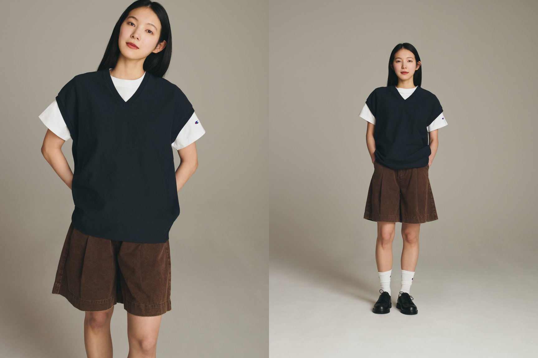 チャンピオン2026年春夏コレクションを着る有原みゆ紀