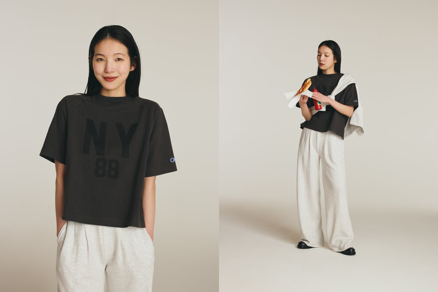 チャンピオン2026年春夏コレクションを着る有原みゆ紀