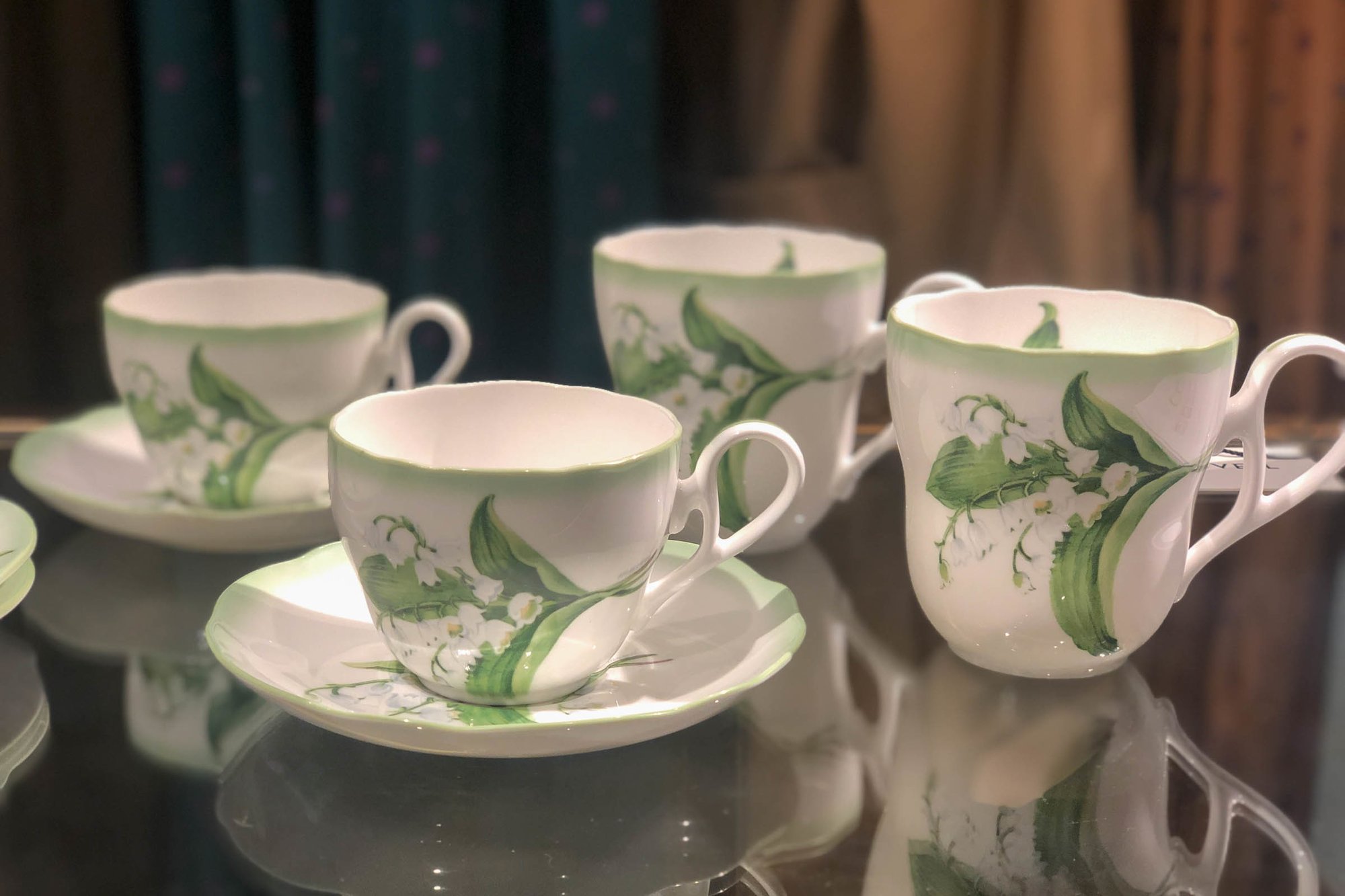 MUVEIL×Noritake 別注スズラン柄ケーキ皿 カップ＆ソーサーセット①