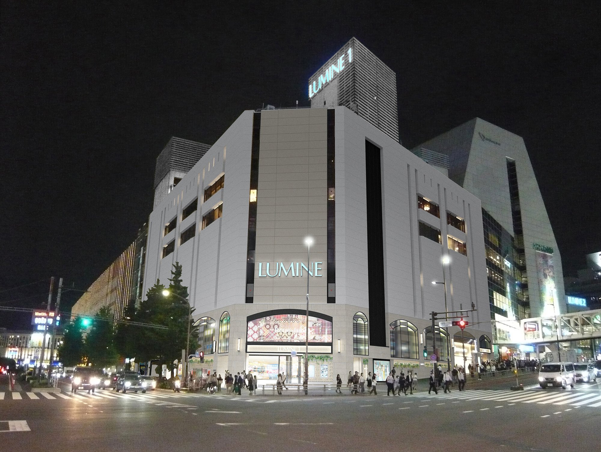 新宿のルミネ1の外壁が29年ぶりにリニューアル 西山寛紀のウィンドウアートも期間限定で展開