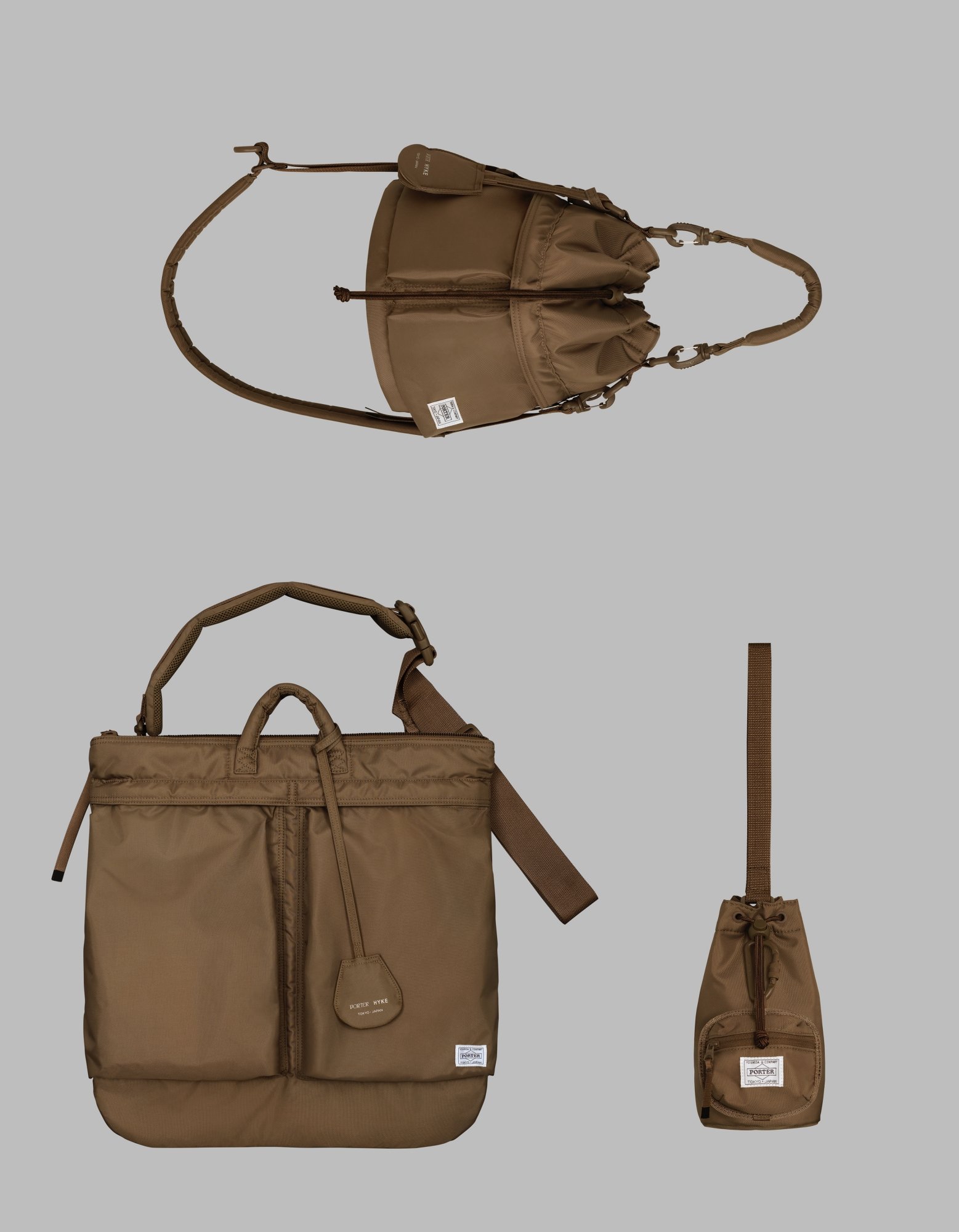 PORTER x HYKE 聯名 Helmet Bag 頭盔包 狼棕色 Coyote Brown 款式
