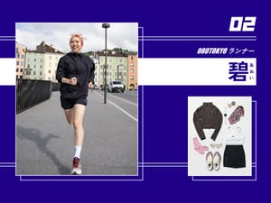 碧さんのランニングスナップと愛用ギアのコラージュ