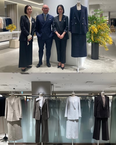 カシヤマと伊勢丹新宿店が協業した「カシヤマ プレミアム ウィメン」のスーツ