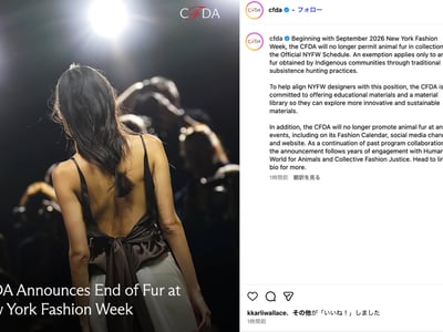 CFDA公式インスタグラムのスクリーンショット