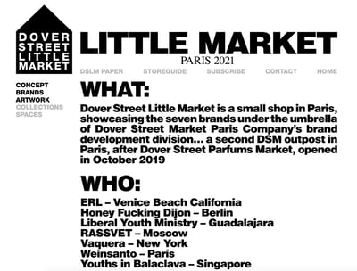 「ドーバー ストリート リトル マーケット」の公式サイト