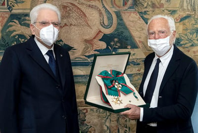 左：イタリア共和国セルジョ・マッタレッラ大統領　右：ジョルジオ・アルマーニ