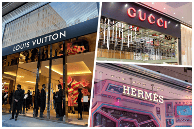 ルイ・ヴィトン、グッチ、エルメスのロゴ