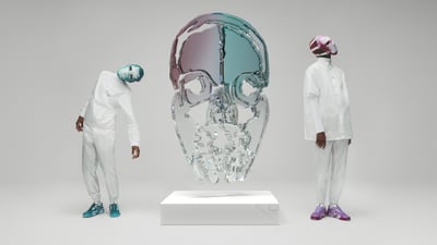 カシアス・ハーストとプラダの白を基調としたコラボレーションヴィジュアル