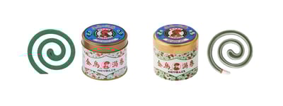 蚊取り線香2個と缶2個の置物