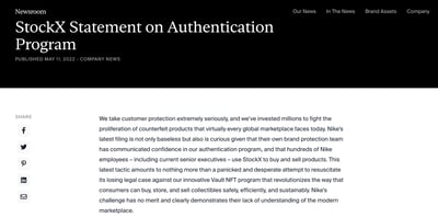 ストックエックスの英語声明文