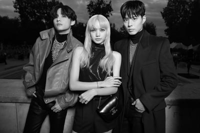 CELINE HOMME 23年春夏のショーに来場したBTSのV（キム・テヒョン）とBLACKPINKのLISAと俳優のパク・ボゴム