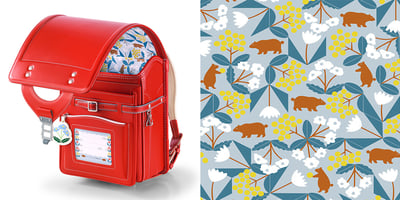 赤いランドセルとクマと花柄