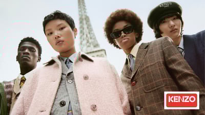 KENZO2022年秋冬コレクションのヴィジュアルで新作アイテムのジャケットなどを着用するモデル4人