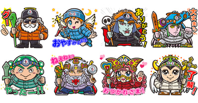 モンクレールの定番ダウンジャケットを着用したビックリマンのキャラクターのLINEスタンプ