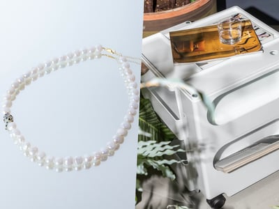 プリークのパールネックレスとビーラインのボビーワゴン