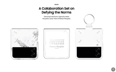 マルジェラのロゴをあしらった白いスマートフォン