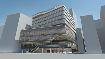 銀座7丁目にオープンする商業施設 グランベルスクエア外観のイメージパース