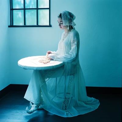 座っている女性