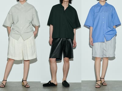 シンプルなシャツを着用した3人のモデル