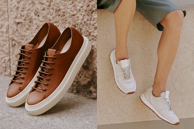 牛革の茶色と白のシューズ