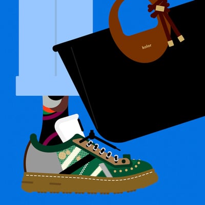 カラーのシューズを描いたイラスト
