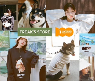 犬と女性がアイテムを身につけた写真のコラージュ