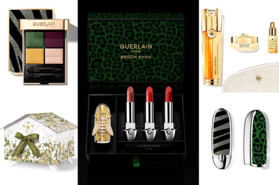 アイシャドウやリップセット、アドベントカレンダーのコラージュ