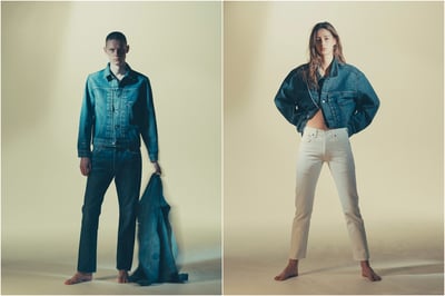 デニムジャケットとデニムパンツを履いた男性と女性