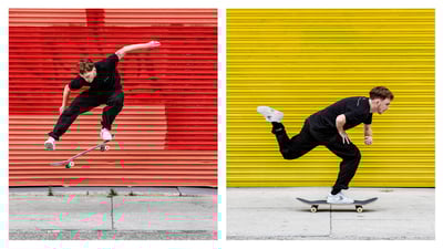 カリウマのシューズを着用してスケートをするモデル