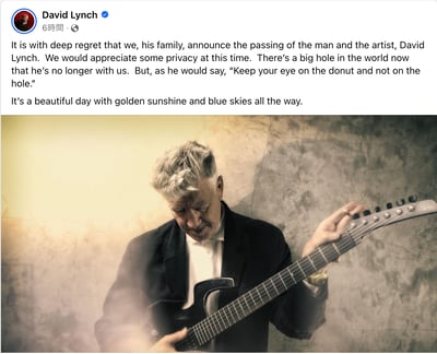 デヴィッド?リンチの公式フェイスブック投稿