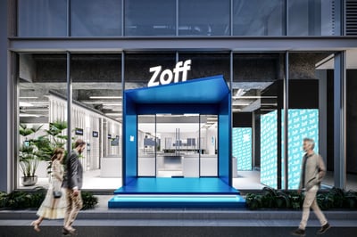 新たにオープンするZoff 自由が丘メープル通り店の近未来的な外観