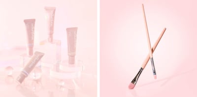 化粧下地とブラシ